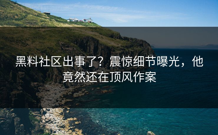 黑料社区出事了？震惊细节曝光，他竟然还在顶风作案