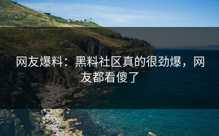 网友爆料：黑料社区真的很劲爆，网友都看傻了