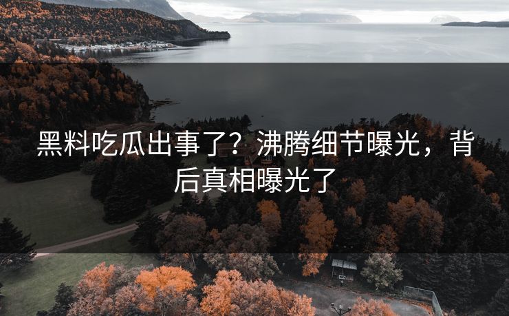 黑料吃瓜出事了？沸腾细节曝光，背后真相曝光了
