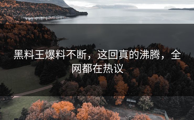 黑料王爆料不断，这回真的沸腾，全网都在热议