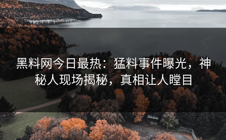 黑料网今日最热：猛料事件曝光，神秘人现场揭秘，真相让人瞠目