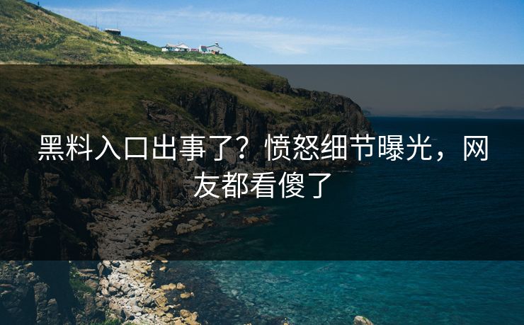 黑料入口出事了？愤怒细节曝光，网友都看傻了