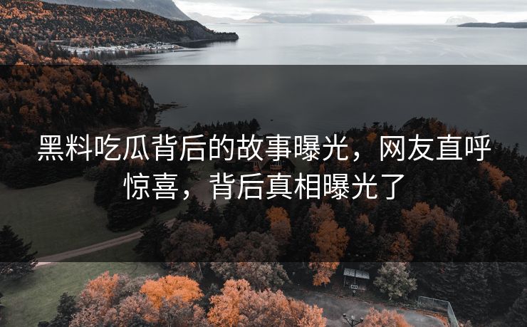 黑料吃瓜背后的故事曝光，网友直呼惊喜，背后真相曝光了