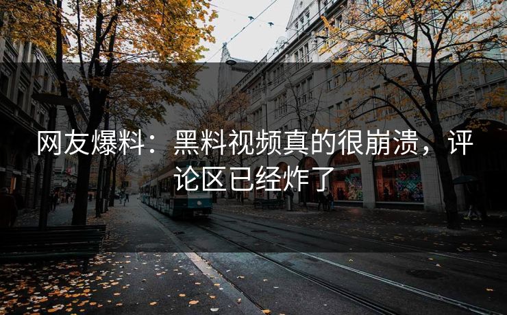 网友爆料：黑料视频真的很崩溃，评论区已经炸了