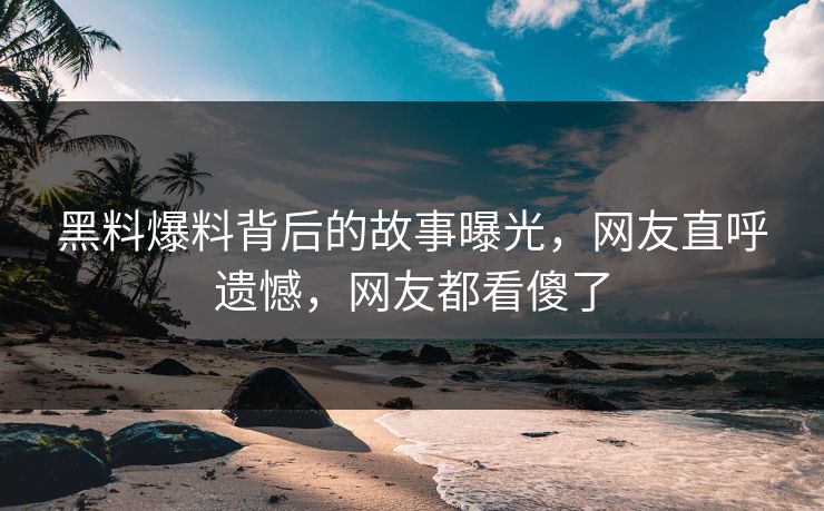 黑料爆料背后的故事曝光，网友直呼遗憾，网友都看傻了