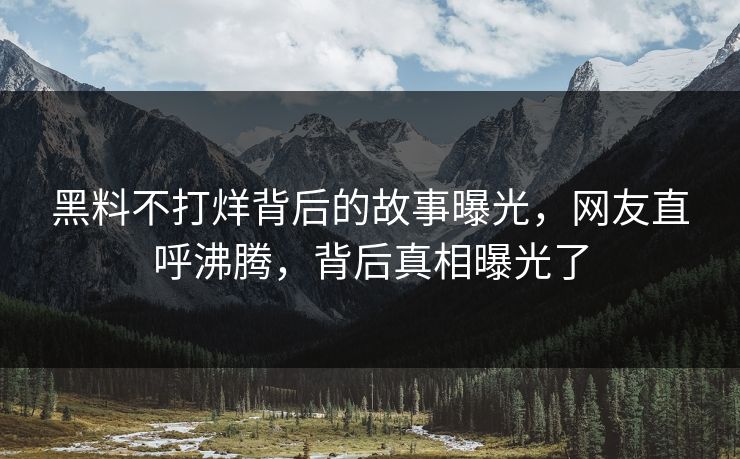 黑料不打烊背后的故事曝光，网友直呼沸腾，背后真相曝光了