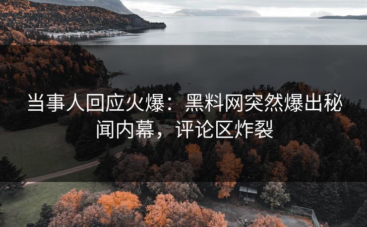 当事人回应火爆：黑料网突然爆出秘闻内幕，评论区炸裂