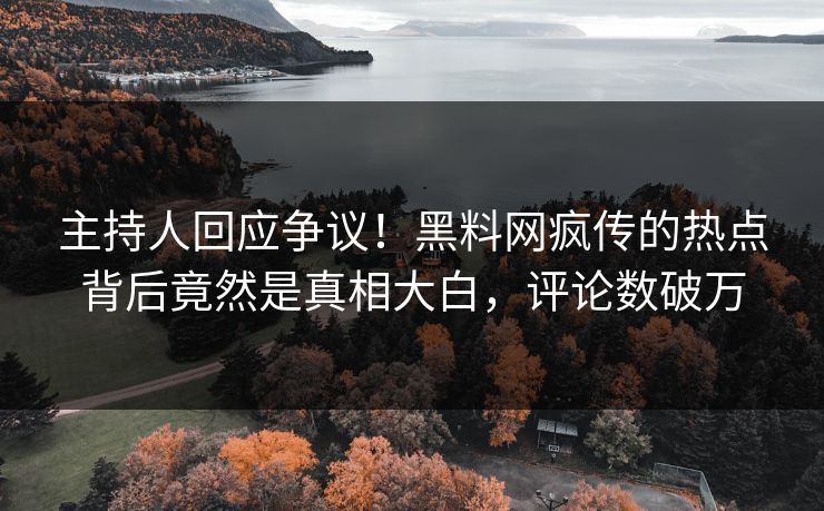 主持人回应争议！黑料网疯传的热点背后竟然是真相大白，评论数破万