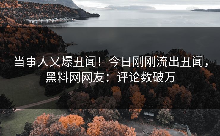 当事人又爆丑闻！今日刚刚流出丑闻，黑料网网友：评论数破万