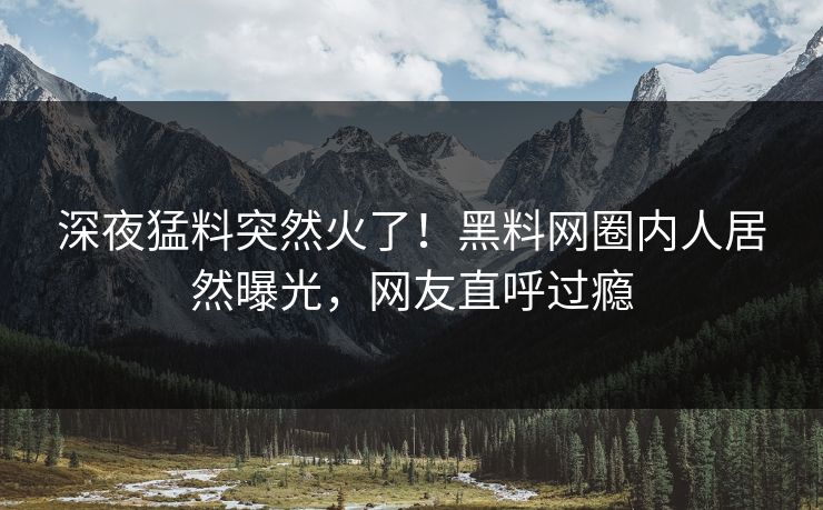 深夜猛料突然火了！黑料网圈内人居然曝光，网友直呼过瘾