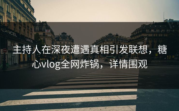 主持人在深夜遭遇真相引发联想，糖心vlog全网炸锅，详情围观
