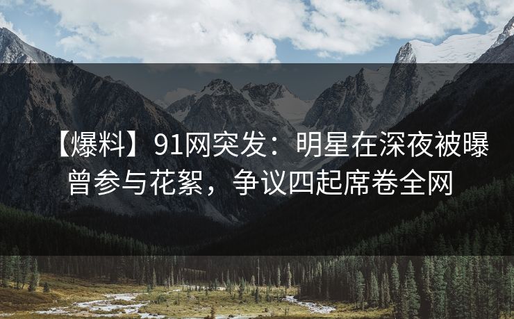 【爆料】91网突发：明星在深夜被曝曾参与花絮，争议四起席卷全网