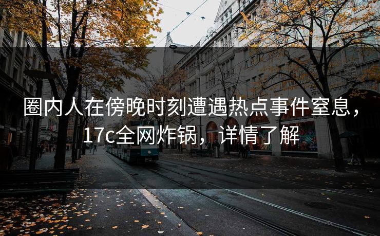 圈内人在傍晚时刻遭遇热点事件窒息，17c全网炸锅，详情了解