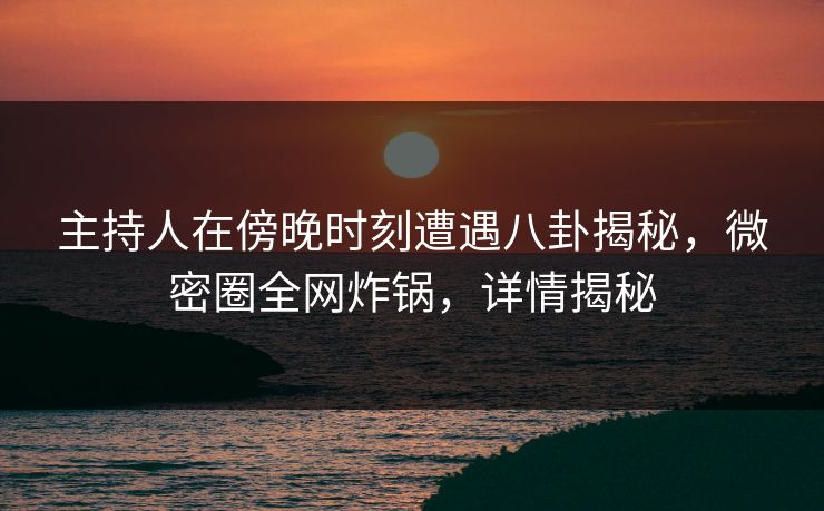 主持人在傍晚时刻遭遇八卦揭秘，微密圈全网炸锅，详情揭秘