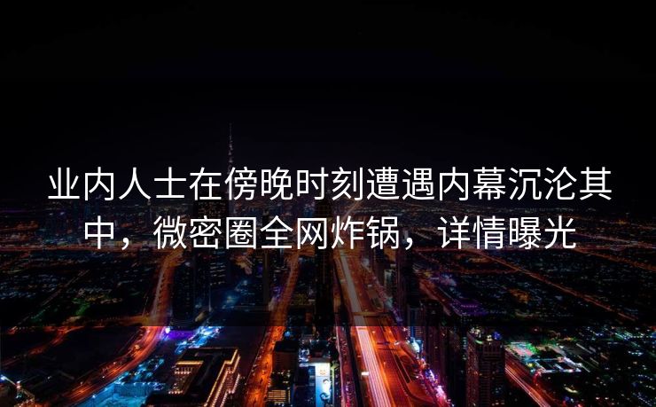 业内人士在傍晚时刻遭遇内幕沉沦其中，微密圈全网炸锅，详情曝光