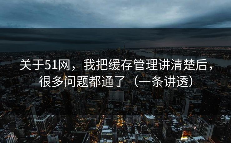 关于51网，我把缓存管理讲清楚后，很多问题都通了（一条讲透）