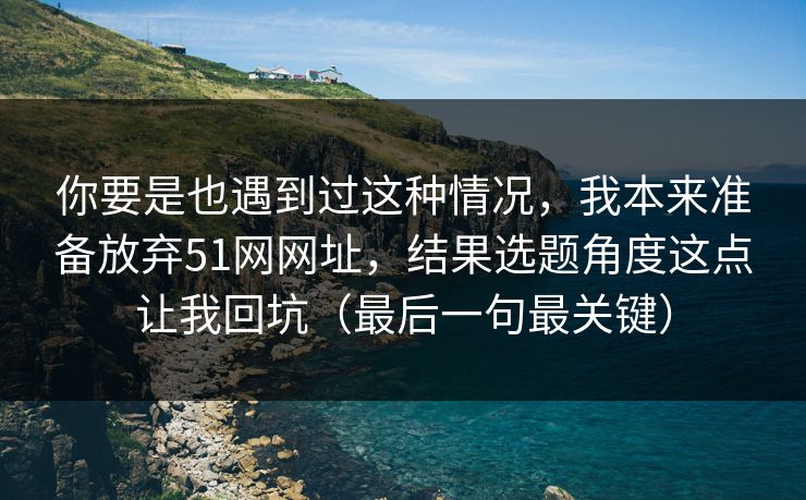 你要是也遇到过这种情况，我本来准备放弃51网网址，结果选题角度这点让我回坑（最后一句最关键）